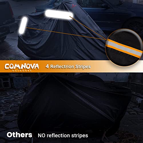 Comnova Motorcycle Cover 96 Inch - 600D Outdoor Moped Cover with Lock Hole Universal Fit, Heavy Duty & Waterproof Motor Cycle Protection for Harley, Honda, Kawasaki, Fit Up to 96" Motorcycles - size: Premium - 96 Inch