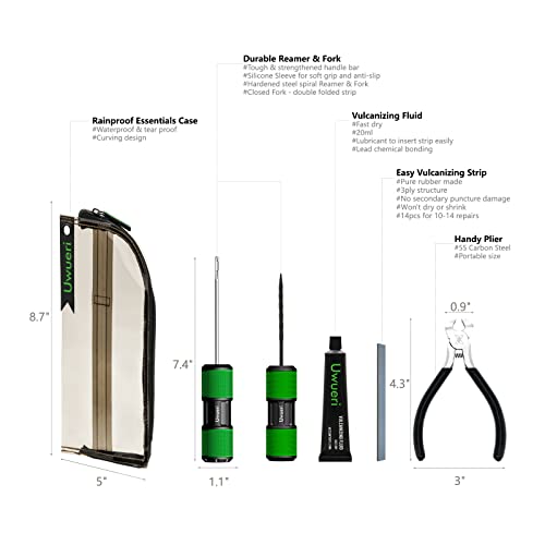 Permanent Tire Repair kit to Fix Flat Auto Cars, Motorcycle, Offroad, Tractor, Trailer, SUV, Pickup, ATV/UTV and Scooters, Easy, Quick, Permanently