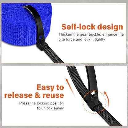 Haccoplanet Ratchet Tie Down Straps, 2340lb Break Strength, 4pc 1inch x 16FT Ratchet Strap Set with Padded Handles & Coated S Hook W/Safety Clip, Cargo Strap Tie-Down for Motorcycle, Truck (Blue) - color: Blue