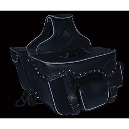 Milwaukee Leather Studded Throw-Over Motorcycle Saddlebags – Synthetic Leather – Universal Fit – Zip-Off - Large - color: SH66601ZB-BLACK, size: Large