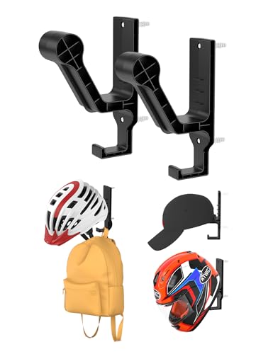 Universal Helmet Wall Mount Organizer 2 Pack, Helmet Rack for Display, Helmet Holder for Motorcycle/Bicycle/Tactics Helmet Hanger for Jackets, Coats, Caps and More (Black) - color: Black