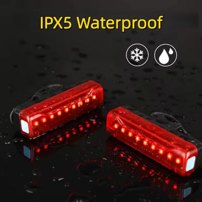 2 Pack LED Bike Tail Light,1200mAh Runtime 50 Hours,USB Rechargeable Bicycle Rear Light,IPX5 Waterproof,5 Light Modes for Adults Kids Men Women Road Mountain