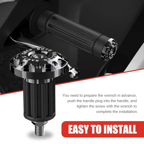 2 PCS Universal Motorcycle Bar End Plug, Shockproof Handlebar End Caps, 7/8" Aluminum Alloy Handlebar Grip End Caps Replacement, for Most Motorcycles (Black) - color: Black