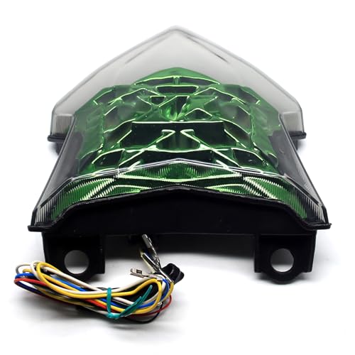 MZS Motorcycle Tail Light, LED Integrated Turn Signal Blinker Green Lens Compatible with Z900 2017-2024 / Z650 2017-2019 / EX 650 EX650 ER6F 2017-2019 / ZH2 2020-2024 - size: EX650/Z650/Z900/ZH2