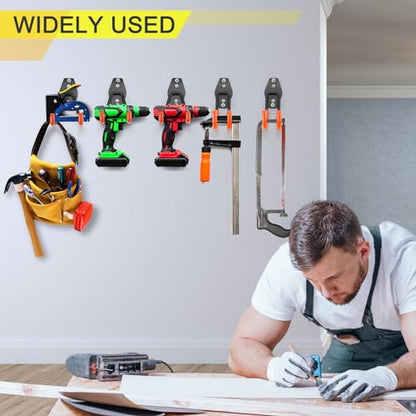 8 Pack Heavy Duty Garage Hooks Storage Organizer Wall Mount Power and Garden Tool Hangers, for Hanging Ladders, Ropes, Hose, Bulk Items - color: Black 8 pack