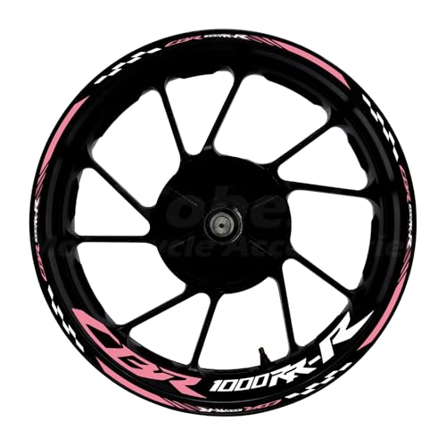 CBR 17 inch Wheel Rim Stickers Decals Tape Compatible with CBR1000RR-R 2004-2025 Motorcycle Reflective Rim Tapes Sticker Stripe (Pink) - color: Pink