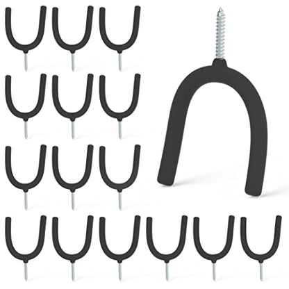 HUHOLE 16 Pack Screw in U Hooks Wall Organizers | Utility Hangers with 20 lb Capacity for Garden Tools, Mops, Brooms, Rakes, Hoses, Extension Cords and Home Items - style: U Hook 16PC