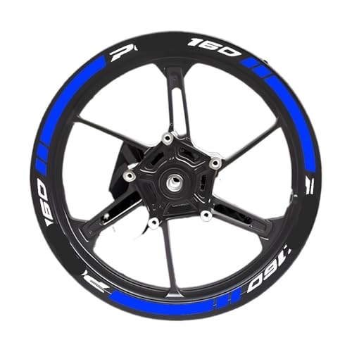 Wheel Stickers for PCX 160 Pcx160 2022 14'' Inches Motorcycle Wheel Hub Sticker Decal Reflective Rim Stripe Tape Accessories Waterproof Decals(Set-Blue) - color: Set-blue