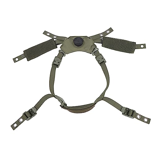 Combat Helmet Padding Kit, Tactical Helmet Padding Kit, Tactical Helmet Dial Suspension System Chin Strap with Bolts and Screws for Scooters, Skateboards(Army Green Sponge)