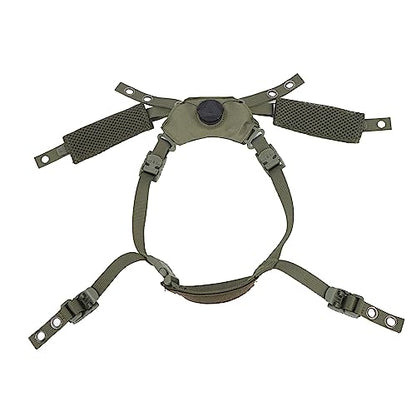 Combat Helmet Padding Kit, Tactical Helmet Padding Kit, Tactical Helmet Dial Suspension System Chin Strap with Bolts and Screws for Scooters, Skateboards(Army Green Sponge)