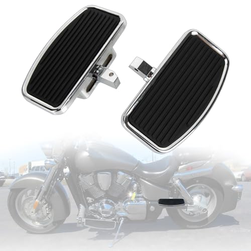 PSLER 2PCS Motorcycle Floorboards Adjustable Rear Passenger Foot Pegs, Compatible with Vstar Dragstar 400 650 V-Max XV125 XV250 VTX1800 VL400 VL800 C50, Chrome, Stripe Pattern - size: Stripe Pattern