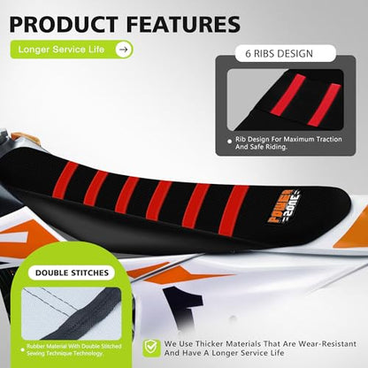 Ribbed Electric Bike Seat Cover Compatible with Tutti Soleil 01 - Non-Slip Waterproof Rubber Seat Cushion Protector (Red) - color: Red