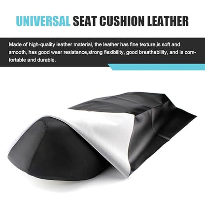 Motorcycle Seat Cover, 39.37" x 27.56" Waterproof Elastic Leather Seat Protector, DIY Motorcycle Seat Cover, Universal for Most Motorcycles, Scooters, Electric Vehicle (Black)