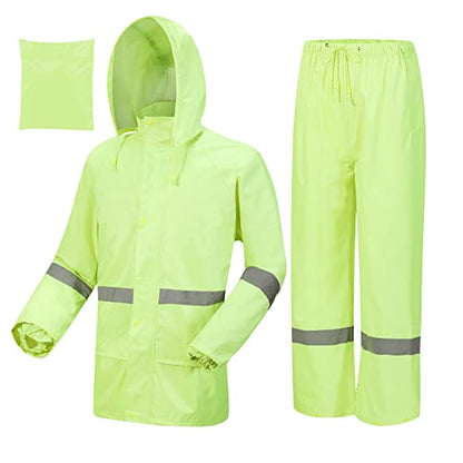 Rain Suits for Men Women Waterproof, Breathable Rain Coats with Eye-Catching Reflective Strip, Durable Rain Gear - color: Yellow, size: Medium