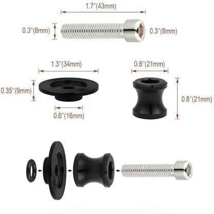M8 Rebel 250/300/500 Swingarm Spools Slider Motorcycle Accessories Stand Screw Compatible With Rebel CMX 250 CMX 300 CMX 500 2017-2021(Black)