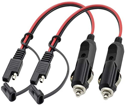 SAE Cigarette Lighter Charger Cable,16AWG 12V Cigarette Lighter Male Plug to SAE 2 Pin Quick Release Disconnect Connector Plug Adapter Extension Charging Cable with Fuse(0.3m/1ft-2Pack-M) - color: 0.3m-Male-2Pack