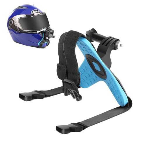 PULUZ Motorcycle Helmet Chin Strap Mount for GoPro HERO12 Black 11 10/DJI Osmo Action 2 3/Insta360 X4 X3 Ace Pro ONE X2 and Other Action Cameras Motorcycle Helmet POV Shooting Accessories (Blue) - color: Blue