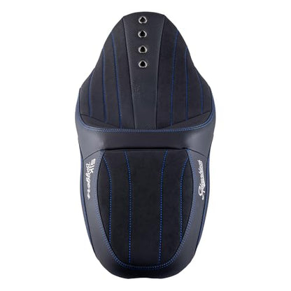 Advanblack SIK Baggers Touring Seat with Custom Stitching for 2009–2023 Harley Road Glide, Street Glide, Road King & Electra Glide，Gel-Lab Cushion, Synthetic Suede, No Backrest Slot (Blue Stitching) - color: Blue Stitching