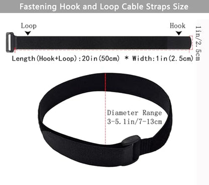 10 Pack (20 x 1 Inch) Fastening Cable Straps,Adjustable Multi-Purpose Hook and Loop Straps Nylon Cable Ties for Wire Cable Management Home Office Garage Outdoor Organization - size: 20'' x 1'' (Black)