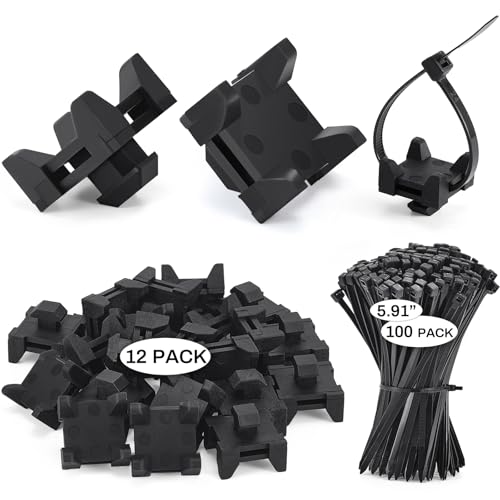 12316, 15 and 40 Series Nylon Cable Zip Tie Mounting Block Compatible with 8020 Cable Tie Mount for Wire Management(12 Set)