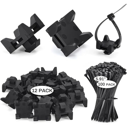12316, 15 and 40 Series Nylon Cable Zip Tie Mounting Block Compatible with 8020 Cable Tie Mount for Wire Management(12 Set)