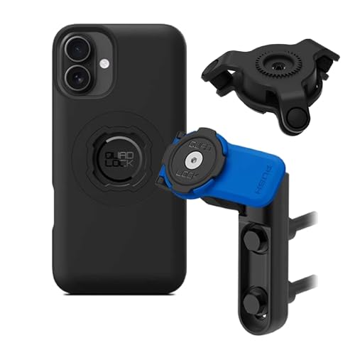 Quad Lock Brake/Clutch Motorcycle Phone Mount with Vibration Dampener and MAG Phone Case for iPhone 16 Plus - size: iPhone 16 Plus