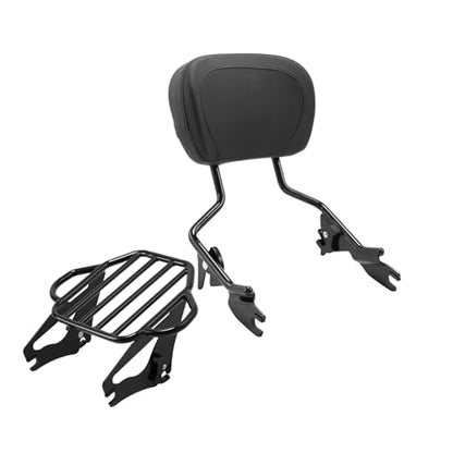 Black Detachable Passenger Backrest Sissy Bar Upright w/ 2 Up Luggage Rack Fits For Harley Touring Road King Street Road Electra Glide 2009-2025 2021 2021 2018 - color: Black #3