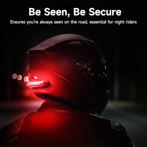 Solar Motorcycle Helmet Light, Moman Solar Powered Bicycle LED Safety Light with Brake Sensing Ultra Bright Red Warning Light IPX4 Waterproof ABS Material for Night Riding (USB-C Cable NOT Included)
