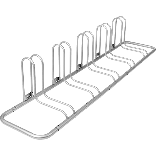 Retrospec Stash Rack Bike Floor Stand Bicycle Storage Organizer for Mountain Bike, Road Bike, Weather Resistant Fine Powder Steel Coating Fits Wheels up to 3" | Bicycle Storage Organizer - color: Grey, style: 5 Bike