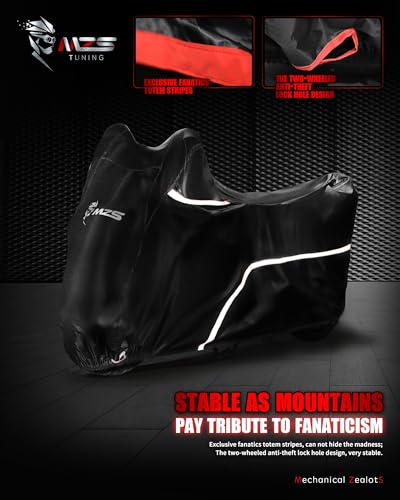 MZS Motorcycle Cover, All Season Weather Outdoor Waterproof Protection fits up to 73 inch M Compatible Mini Bike Dirtbikes Scooter with Vents Night Reflective Tear Scratch Proof Sunblock - size: Medium 73 inches