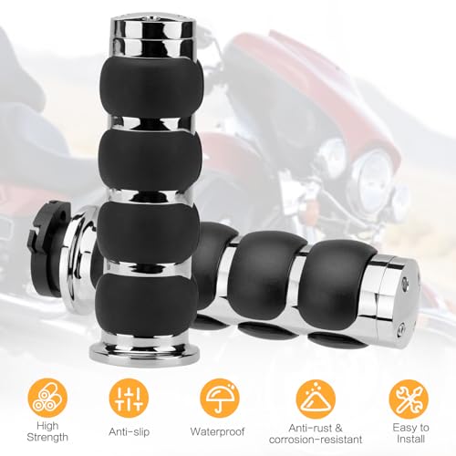 Motorcycle Hand Grips 1 Inch 25MM Handlebar Grip Throttle Non-Slip Universal Compatible with Harley Davidson Dyna Sportster 883 Road King Electra Glide Street Glide - color: Chrome-C