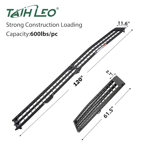 10ft Motorcycle Ramp - 600lb Capacity - Portable Loading Ramp for Motorcycles, Dirt Bikes, Bicycles - 120"x11.6" Black Ramp - size: W:11.6"