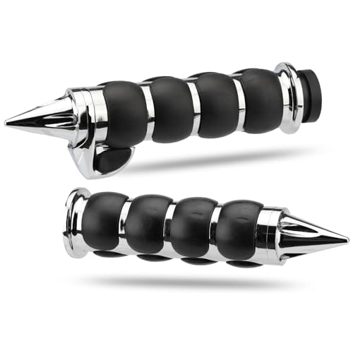 LKV 1 Inch Motorcycle Grips for Cable Throttle Handlebars – Fits Select Harley Sportster 883/1200 (Cable Throttle Only), Dyna & Touring Models | Not for Electronic Throttle - color: Style2-Chrome