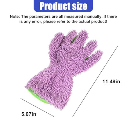2PCS Car Wash Mitts, Double Sided Chenille Microfiber Dusting Gloves with 5-Finger Design, Anti-Scratch Auto Interior Exterior Detailing Mitt for Cleaning Wheel Tight Spot (Purple) - color: Purple