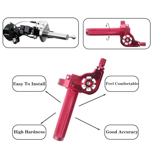 Motorcycle Throttle Grip 7/8" 22mm CNC Aluminum Quick Twister with Throttle Cable for KLX CR CRF EXC XR CRF50 CRF230 50 110 125 230 250 Dirt Pit Bike Motocross Motorbike Quad ATV - color: Red