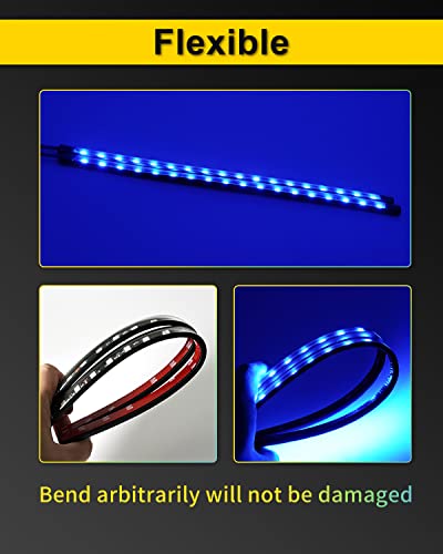 YONGMING Atmosphere Motorcycle Led Lights Strips 32CM 12V Underglow Under Dash Underbody Lights for SUV,Car,RV,ATV,Bike,Boat，Courtyard， Scenic Spot，PACK of 2(Blue) - color: Red