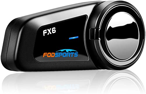 Fodsports FX6 Motorcycle Bluetooth Headset, 6 Riders Group Motorbike Bluetooth Intercom, 1000M Motorcycle Helmet Communication Systems/Voice Dial/Universal Pairing/FM Radio(1 Pack) - size: 1 Pack FX6