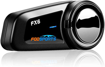 Fodsports FX6 Motorcycle Bluetooth Headset, 6 Riders Group Motorbike Bluetooth Intercom, 1000M Motorcycle Helmet Communication Systems/Voice Dial/Universal Pairing/FM Radio(1 Pack) - size: 1 Pack FX6
