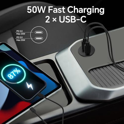 50W 12V USB Outlet Dual 25W USB-C Charger PD 3.0 Aluminum Fast Charging Socket, Replacement Car Charger Accessories for RV Camper Trailer Truck Boat Golf - color: 1Pcs