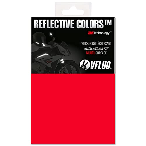 VFLUO - Reflective Sticker Sheet for Bike, Motorcycle, Scooter, Helmets, Stroller/Multi-use - DIY Adhesive board - 3M Technology - High Visibility - Discreet - Optimised adhesion - color: Red, size: 4" x 6" (10 x 15cm)