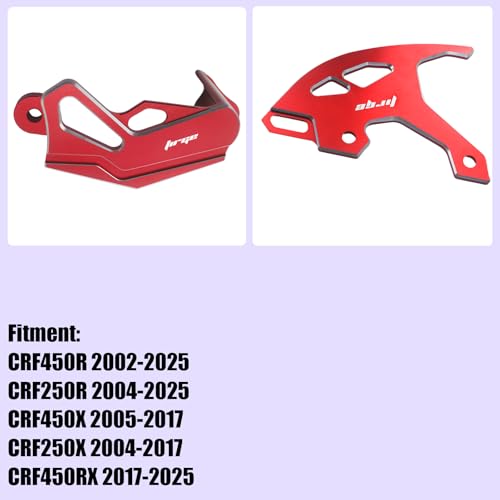 Motorcycle Parts CNC Aluminum Brake Disc Caliper Guard Cover Protector for CRF450R 2002-2025 CRF250R 2004-2025 CRF450X 2005-2017 CRF250X 2004-2017 CRF450RX 2017-2025 Dirt Pit Bike - size: Caliper Guard + Brake Disc Guard