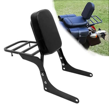 Motorcyle Rear Passenger Backrest Sissy Bar with Luggage Rack Pad Replacement for Honda Rebel 250 CMX250 CMX250C CA250 1985-2015,Black