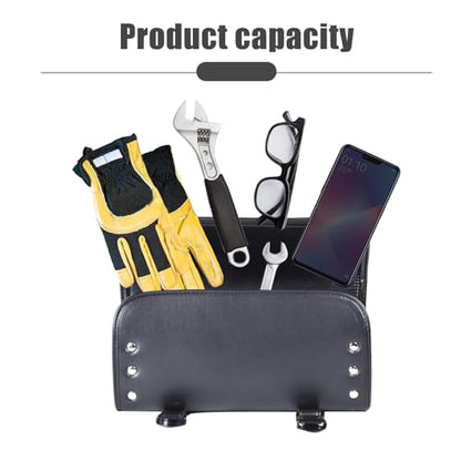 Goldfire Motorcycle Fork Bag PU Leather Handlebar Tool Pouch Sissy Bar Roll Bag with 2 Extra Strength Straps (Black-flag) - color: Black-flag