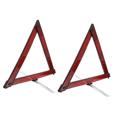 KOMBIUDA 2Pcs Auto Warning Triangle Compact Car Safety Tool Road Emergency Sign Reflective Warning Triangle for Vehicles Easy to Use Store