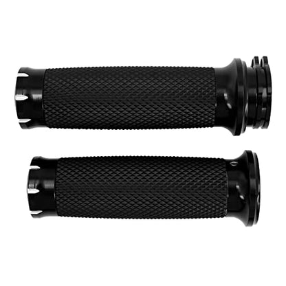 1 inch Handlebar Grips 25mm Aluminum Defiance Cable Throttle Hand Grips Compatible with Harley Touring Softail Dyna Sportster XL883 1200 XR VRSC - color: Black-Electronic Throttle