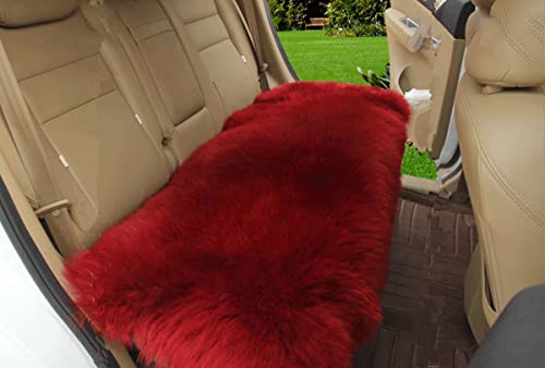 Winter Warmth: Universal Sheepskin Seat Cushion Cover - Natural Wool, for Cars, Trucks, SUVs & Vans - Cozy & Stylish Driving Companion Rear Wine Red - color: Wine Red (Patchwork Style), size: Rear Seat (18inch*53.5inch)