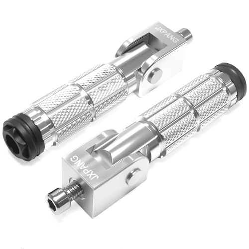 Universal Motorcycle Bicycle Folding Passenger Foot Pegs M8 Rearsets Rear Set Footrests Footpeg Foot Rest Peg Pedals For Bike Install Hole 8mm (A-ZDJT-012-SIilver) - color: A-ZDJT-012-SIilver