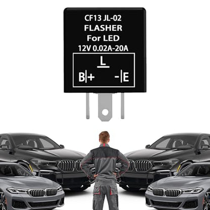 Flasher Relay for LED Turn Signal CF13 LED Flasher Relay 3-Pin 12V LED Electronic Turn Signal Flash Plugin Flasher for Lights Fix Hazard Warn Hyper Blink Flash CF-13 EP34 JL-02(Fixed) - size: CF13 Fixed