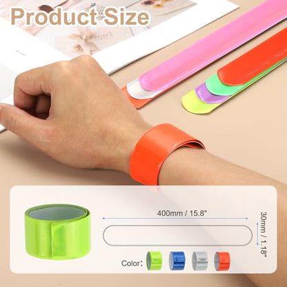 PATIKIL 40cm/15.8in Reflective Bands, 12pcs Reflective Arm Bands Straps Wrist Reflective Running Gear Long Safety Reflective Straps Bracelets High Visibility for Night Walking Bicycle - color: 4 Color