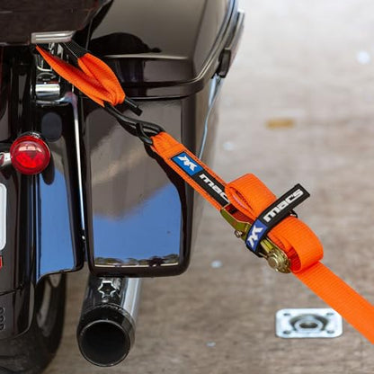 2" x 6' ATV & Motorcycle Ratchet Strap Pack - 4 Tie-Down S-Hook Straps, Soft Loops, Strap Bands & Duffle Bag - 3,335 lb. WLL - Orange - color: orange